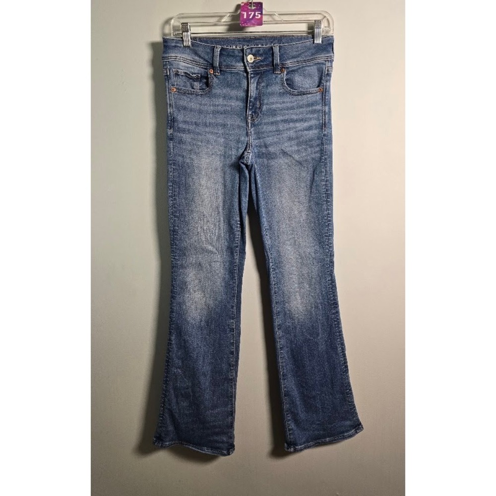 American Eagle Womens Kick Boot Jeans Blue Light Wash Next Level Stretch 4 Short